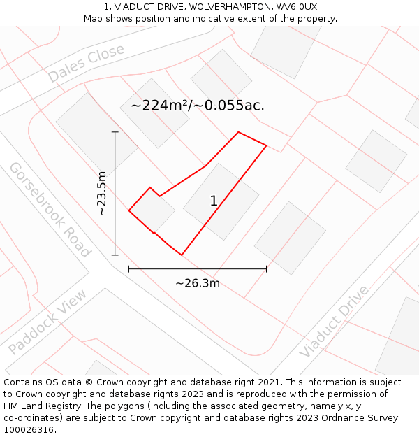 1, VIADUCT DRIVE, WOLVERHAMPTON, WV6 0UX: Plot and title map