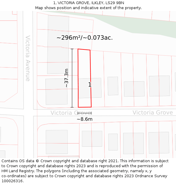 1, VICTORIA GROVE, ILKLEY, LS29 9BN: Plot and title map