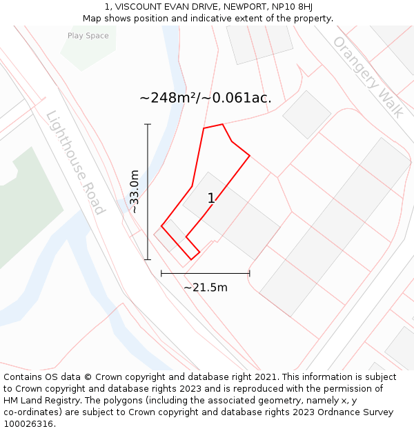 1, VISCOUNT EVAN DRIVE, NEWPORT, NP10 8HJ: Plot and title map
