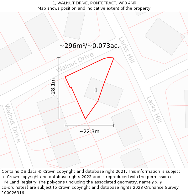 1, WALNUT DRIVE, PONTEFRACT, WF8 4NR: Plot and title map