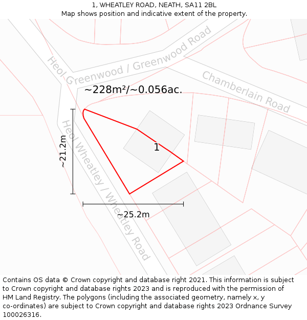 1, WHEATLEY ROAD, NEATH, SA11 2BL: Plot and title map