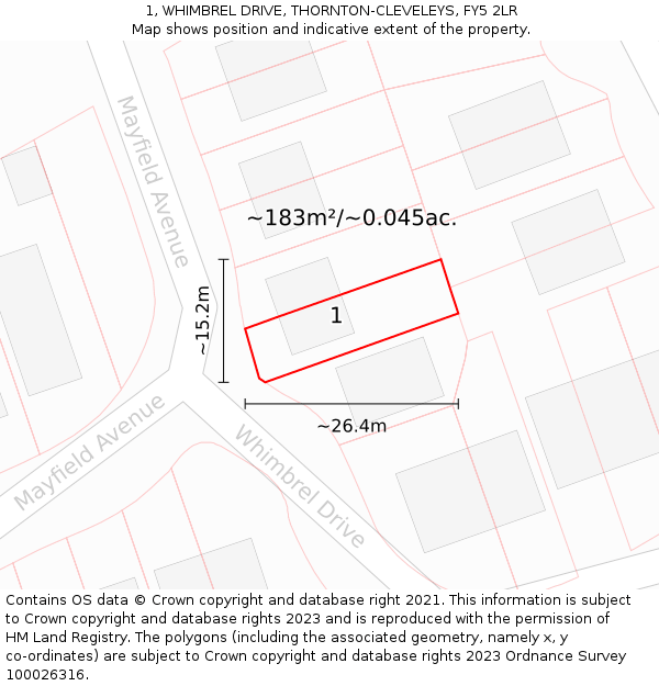 1, WHIMBREL DRIVE, THORNTON-CLEVELEYS, FY5 2LR: Plot and title map