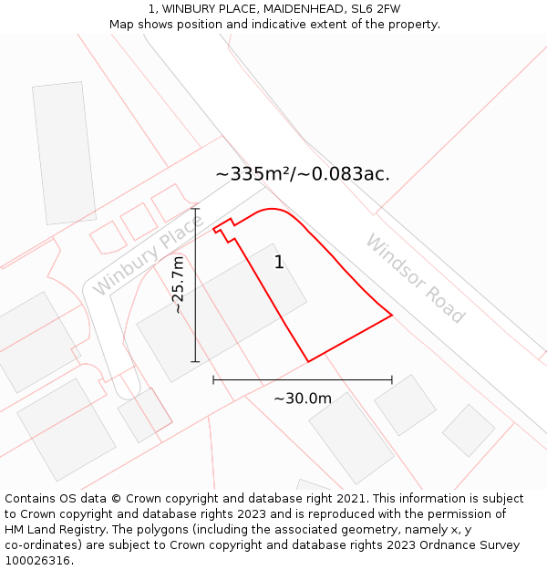 1, WINBURY PLACE, MAIDENHEAD, SL6 2FW: Plot and title map