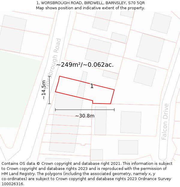 1, WORSBROUGH ROAD, BIRDWELL, BARNSLEY, S70 5QR: Plot and title map