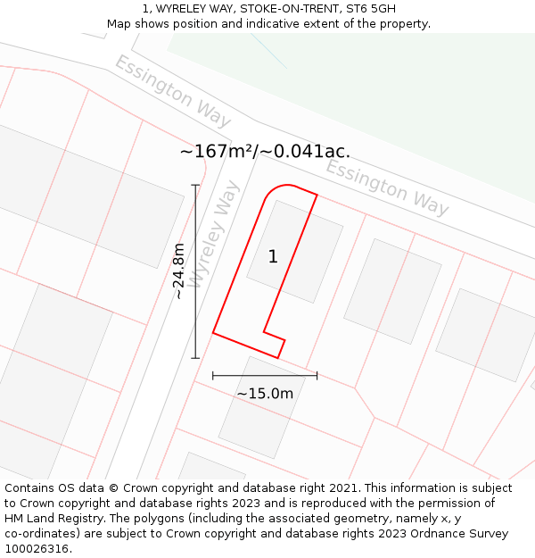 1, WYRELEY WAY, STOKE-ON-TRENT, ST6 5GH: Plot and title map