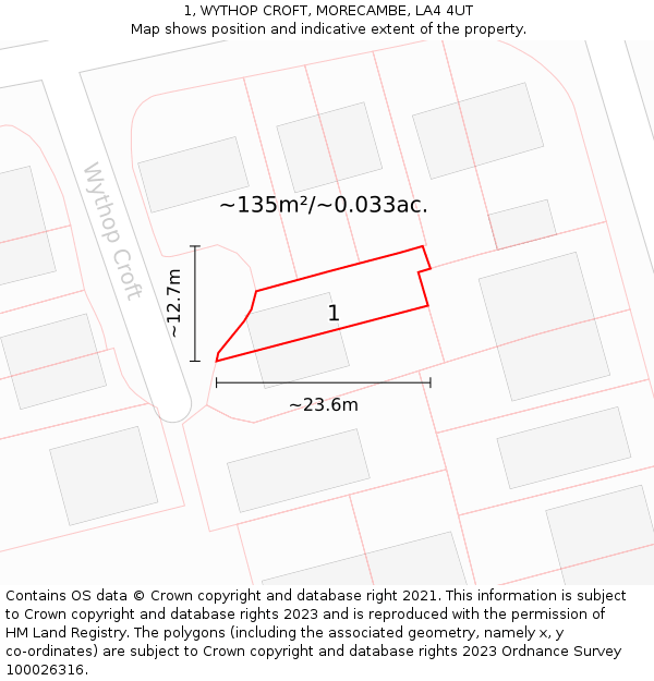1, WYTHOP CROFT, MORECAMBE, LA4 4UT: Plot and title map