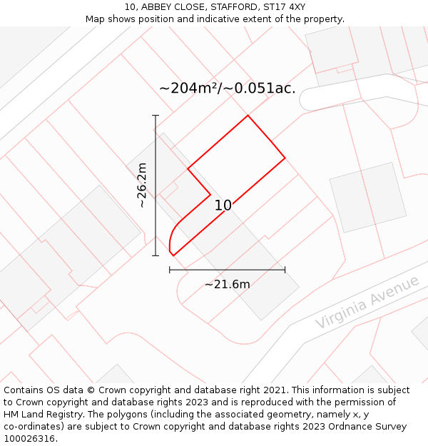 10, ABBEY CLOSE, STAFFORD, ST17 4XY: Plot and title map