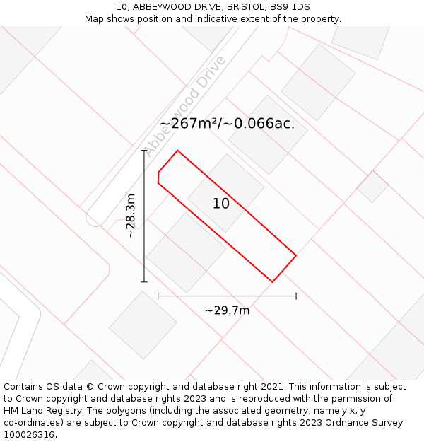 10, ABBEYWOOD DRIVE, BRISTOL, BS9 1DS: Plot and title map