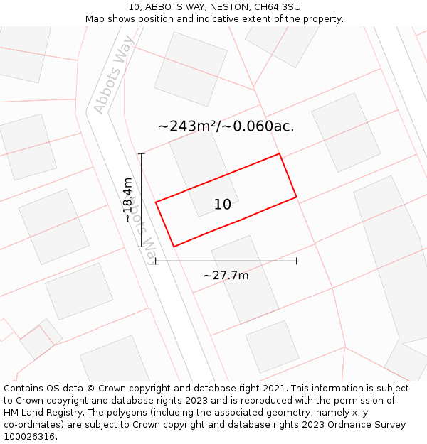 10, ABBOTS WAY, NESTON, CH64 3SU: Plot and title map