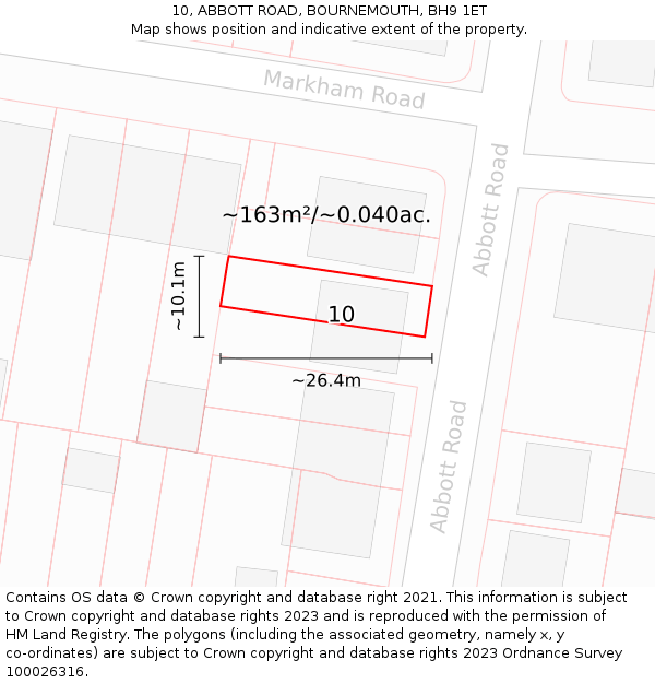 10, ABBOTT ROAD, BOURNEMOUTH, BH9 1ET: Plot and title map