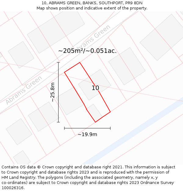 10, ABRAMS GREEN, BANKS, SOUTHPORT, PR9 8DN: Plot and title map