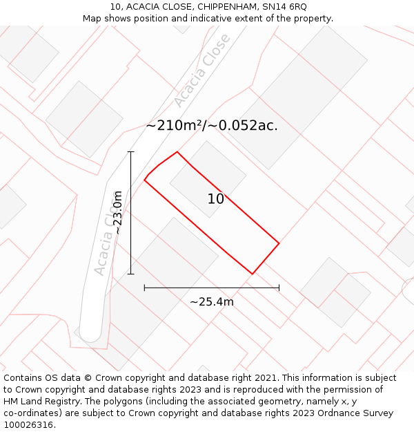 10, ACACIA CLOSE, CHIPPENHAM, SN14 6RQ: Plot and title map