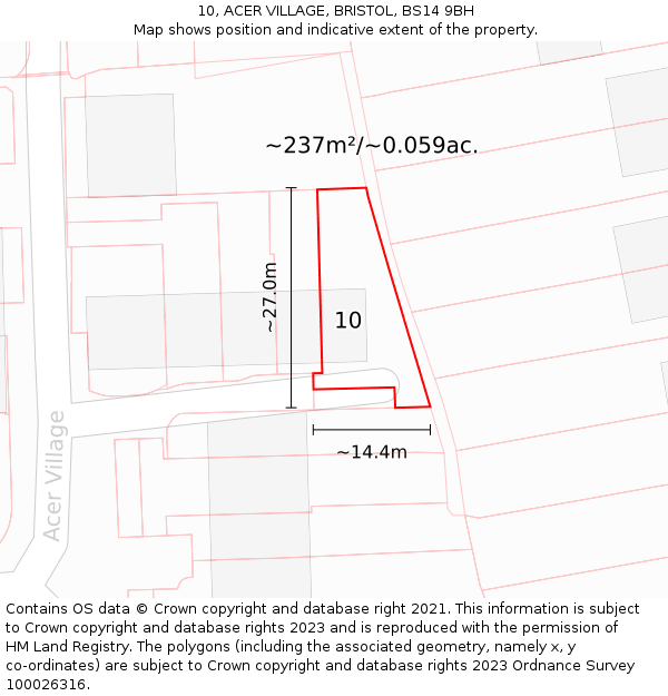 10, ACER VILLAGE, BRISTOL, BS14 9BH: Plot and title map