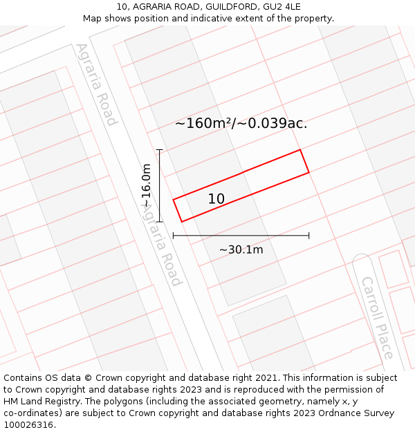 10, AGRARIA ROAD, GUILDFORD, GU2 4LE: Plot and title map