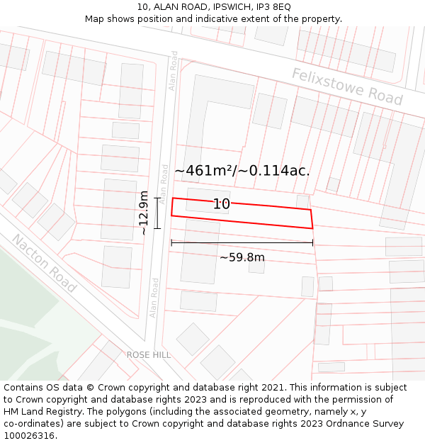 10, ALAN ROAD, IPSWICH, IP3 8EQ: Plot and title map