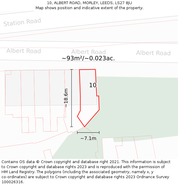 10, ALBERT ROAD, MORLEY, LEEDS, LS27 8JU: Plot and title map