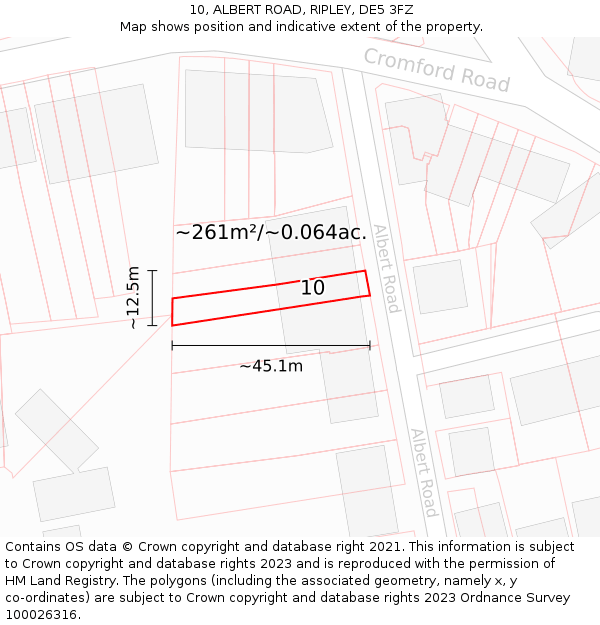 10, ALBERT ROAD, RIPLEY, DE5 3FZ: Plot and title map