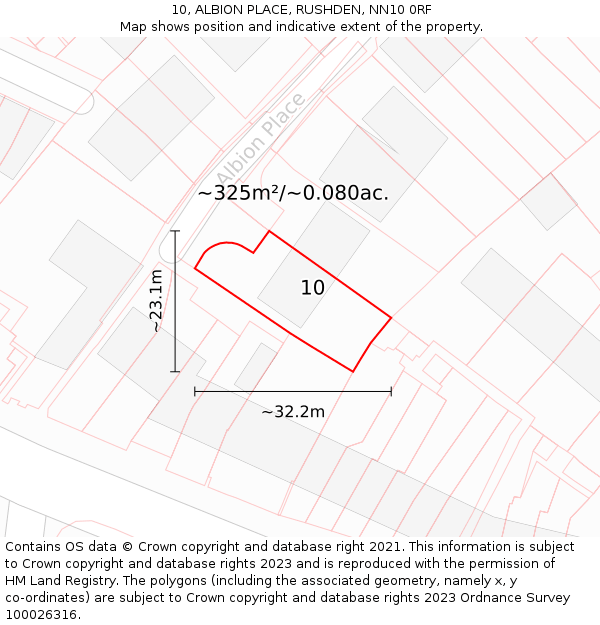 10, ALBION PLACE, RUSHDEN, NN10 0RF: Plot and title map