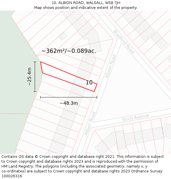 10, ALBION ROAD, WALSALL, WS8 7JH: Plot and title map