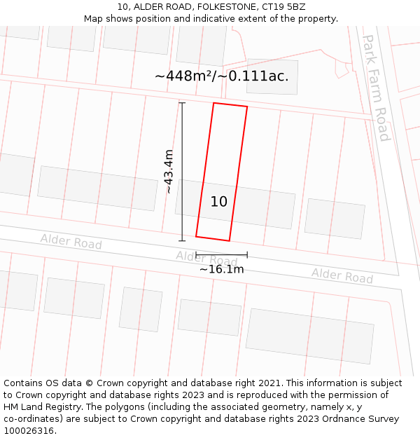 10, ALDER ROAD, FOLKESTONE, CT19 5BZ: Plot and title map