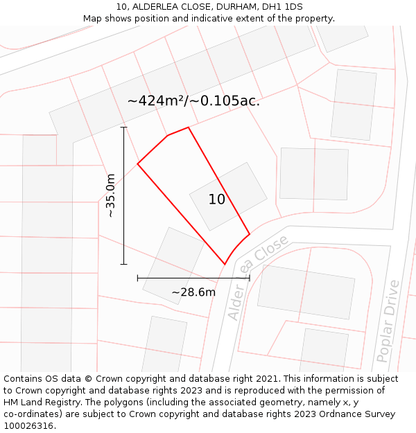 10, ALDERLEA CLOSE, DURHAM, DH1 1DS: Plot and title map