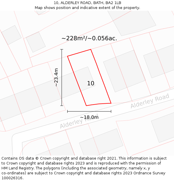 10, ALDERLEY ROAD, BATH, BA2 1LB: Plot and title map