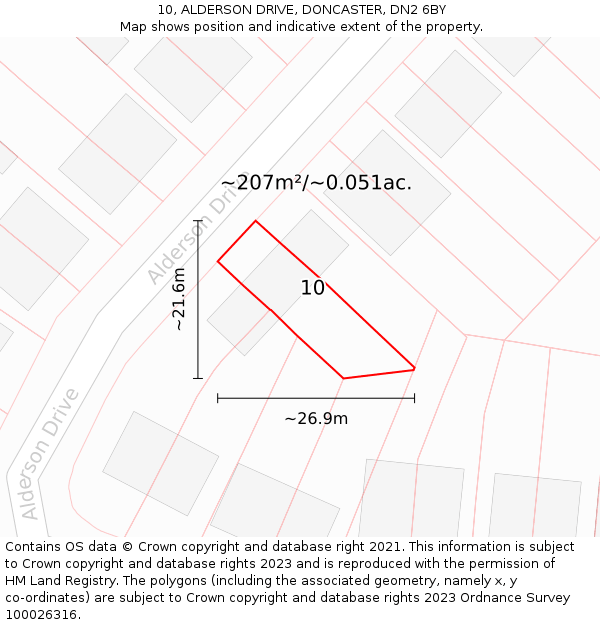 10, ALDERSON DRIVE, DONCASTER, DN2 6BY: Plot and title map
