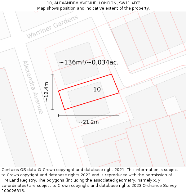 10, ALEXANDRA AVENUE, LONDON, SW11 4DZ: Plot and title map