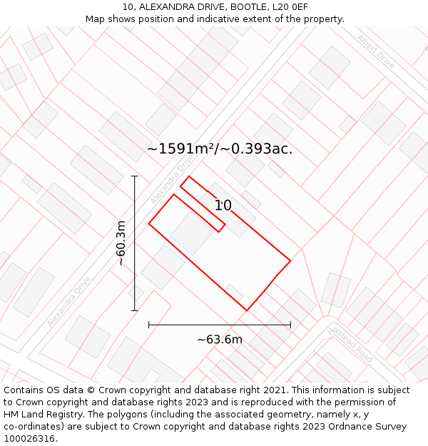 10, ALEXANDRA DRIVE, BOOTLE, L20 0EF: Plot and title map