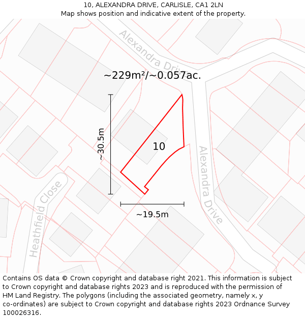 10, ALEXANDRA DRIVE, CARLISLE, CA1 2LN: Plot and title map