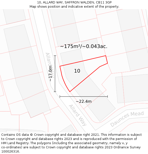 10, ALLARD WAY, SAFFRON WALDEN, CB11 3GP: Plot and title map
