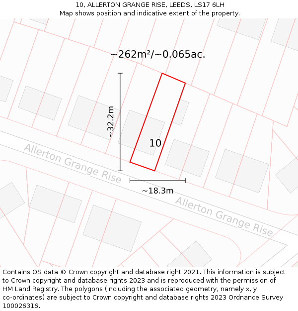 10, ALLERTON GRANGE RISE, LEEDS, LS17 6LH: Plot and title map