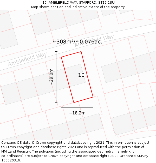 10, AMBLEFIELD WAY, STAFFORD, ST16 1SU: Plot and title map