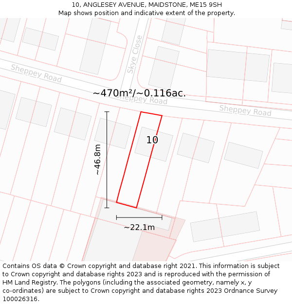 10, ANGLESEY AVENUE, MAIDSTONE, ME15 9SH: Plot and title map