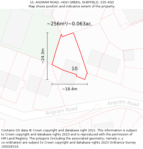10, ANGRAM ROAD, HIGH GREEN, SHEFFIELD, S35 4GD: Plot and title map