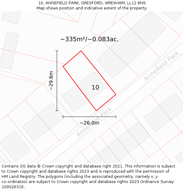 10, ANNEFIELD PARK, GRESFORD, WREXHAM, LL12 8NS: Plot and title map
