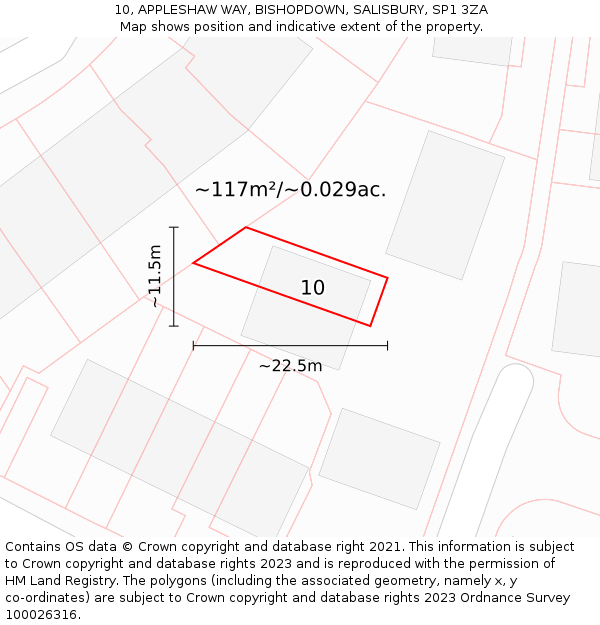 10, APPLESHAW WAY, BISHOPDOWN, SALISBURY, SP1 3ZA: Plot and title map