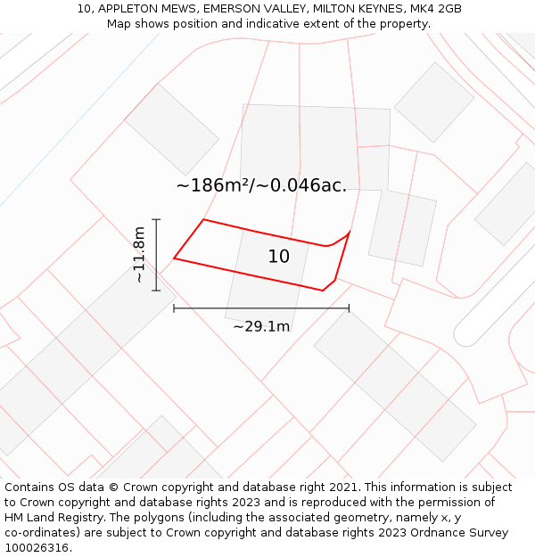 10, APPLETON MEWS, EMERSON VALLEY, MILTON KEYNES, MK4 2GB: Plot and title map