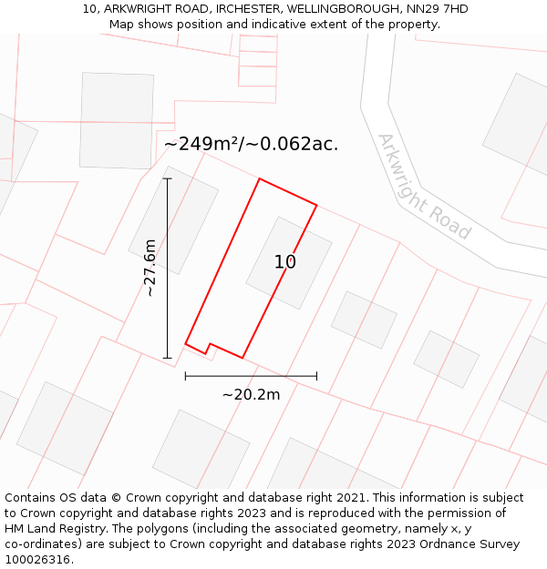 10, ARKWRIGHT ROAD, IRCHESTER, WELLINGBOROUGH, NN29 7HD: Plot and title map
