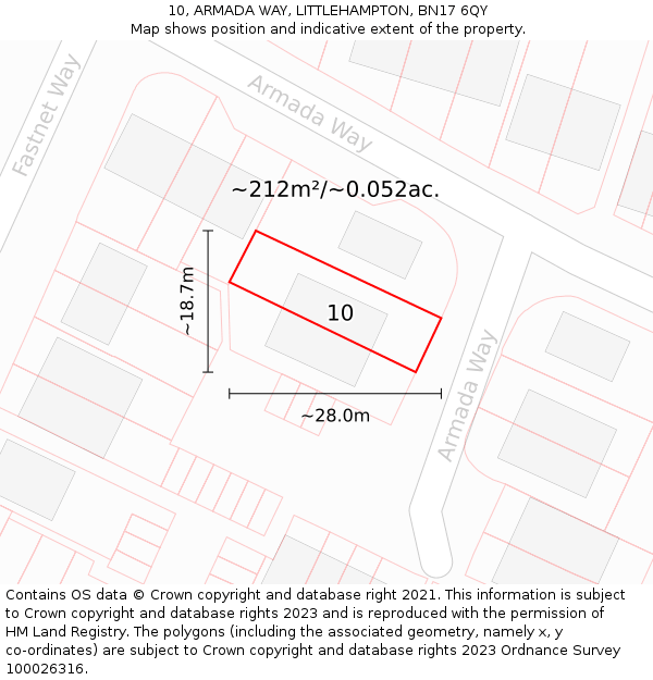 10, ARMADA WAY, LITTLEHAMPTON, BN17 6QY: Plot and title map