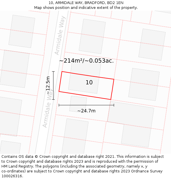 10, ARMIDALE WAY, BRADFORD, BD2 1EN: Plot and title map