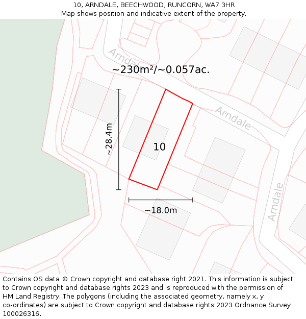 10, ARNDALE, BEECHWOOD, RUNCORN, WA7 3HR: Plot and title map