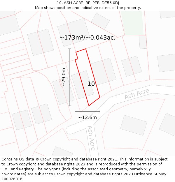 10, ASH ACRE, BELPER, DE56 0DJ: Plot and title map