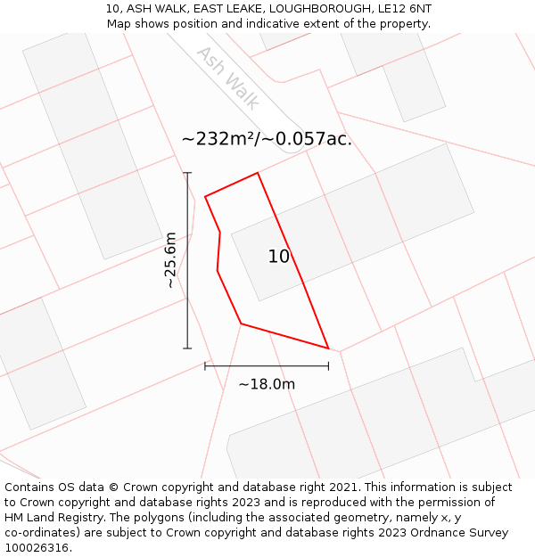 10, ASH WALK, EAST LEAKE, LOUGHBOROUGH, LE12 6NT: Plot and title map