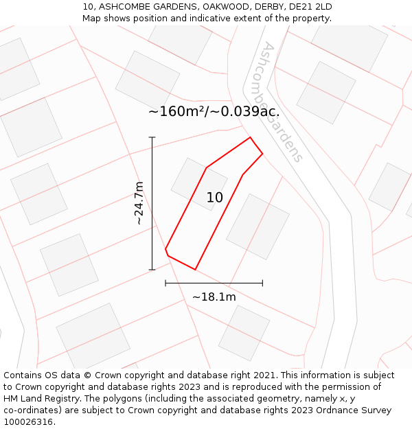 10, ASHCOMBE GARDENS, OAKWOOD, DERBY, DE21 2LD: Plot and title map