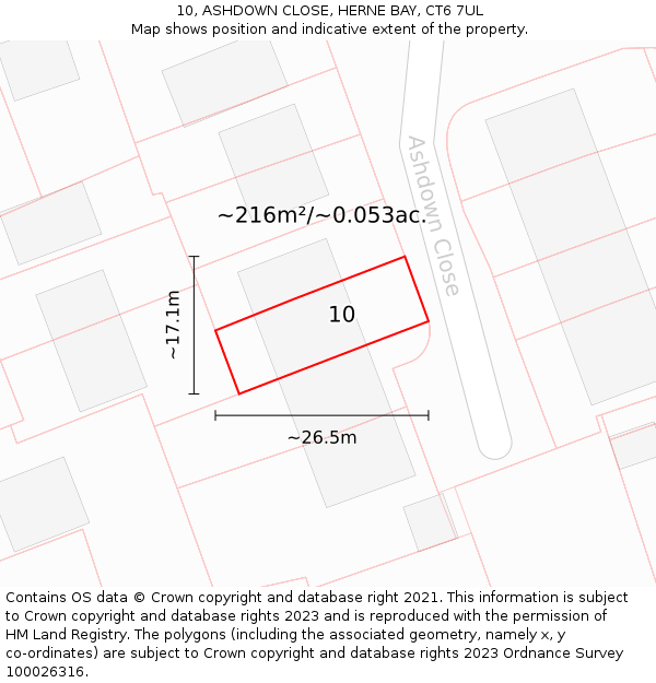 10, ASHDOWN CLOSE, HERNE BAY, CT6 7UL: Plot and title map