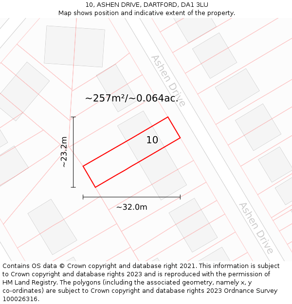 10, ASHEN DRIVE, DARTFORD, DA1 3LU: Plot and title map