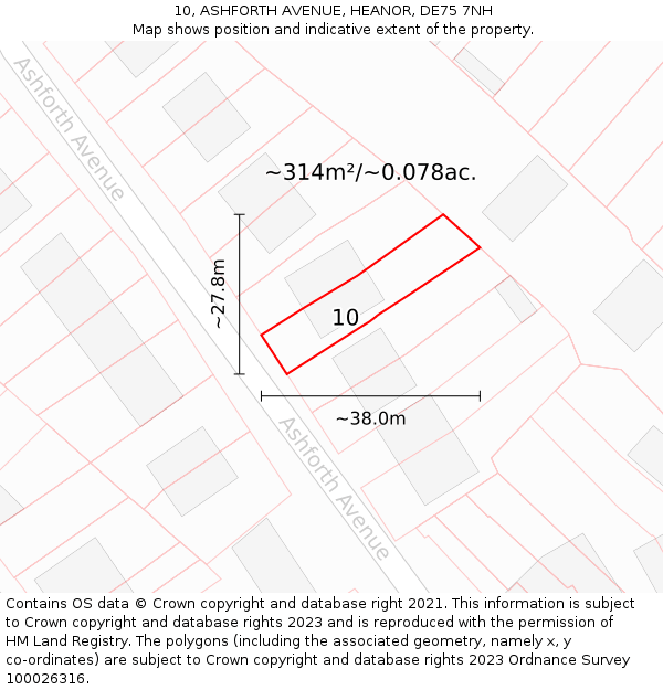 10, ASHFORTH AVENUE, HEANOR, DE75 7NH: Plot and title map