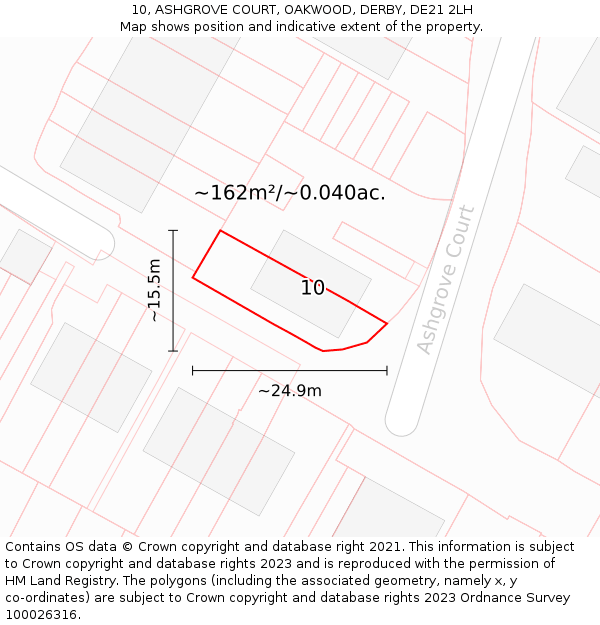 10, ASHGROVE COURT, OAKWOOD, DERBY, DE21 2LH: Plot and title map