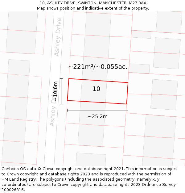 10, ASHLEY DRIVE, SWINTON, MANCHESTER, M27 0AX: Plot and title map